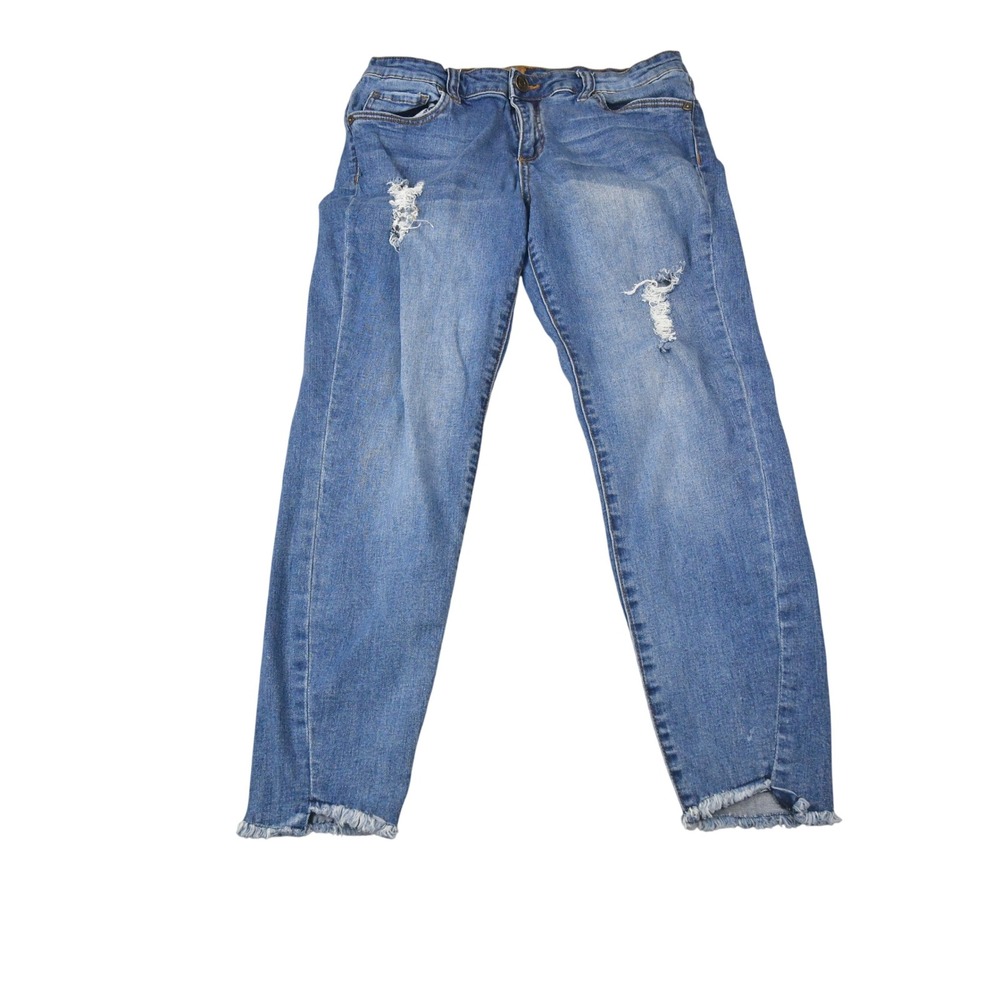 KUT from the Kloth Janet Ankle Skinny Jeans Womens 10 Blue Excellent Distressed